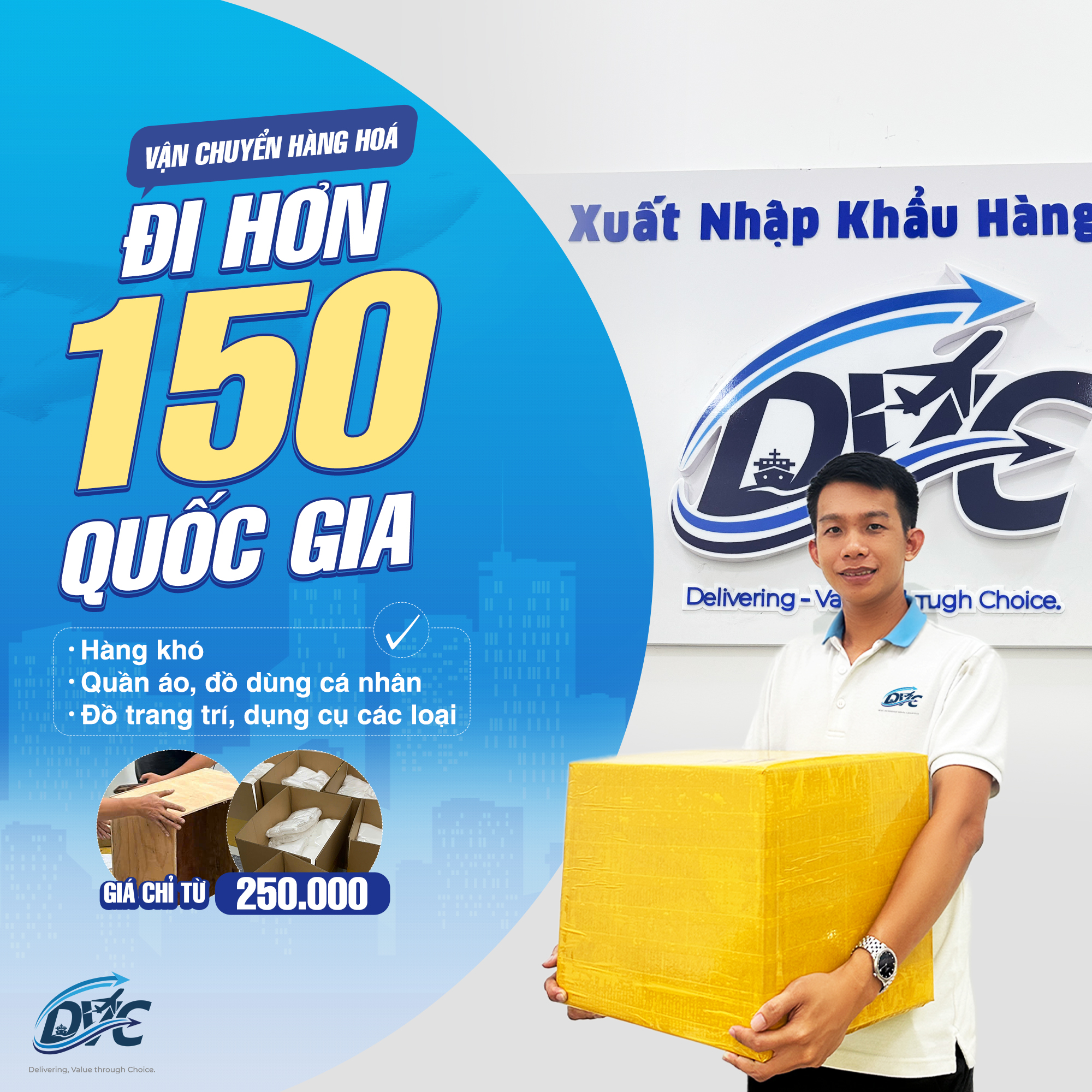 DVC Logistics cung cấp dịch vụ vận chuyển hàng hoá đi hơn 150 quốc gia